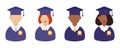 Graduation day. Set of student with a medal.Flat style male and female. Vector illustration. Royalty Free Stock Photo