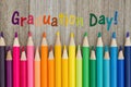 Graduation day message with colored pencils Royalty Free Stock Photo