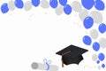 Graduation Design with Blue and silver Ballons