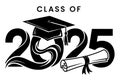 Class of 2025 graduation design with cap and diploma for celebrating academic achievement and success Royalty Free Stock Photo