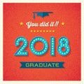 2018 graduation design with light bulb sign numbers