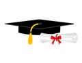 Graduation diploma and cap Royalty Free Stock Photo