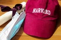 Graduation 2021, diploma, Harvard cap and medical mask