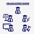 Graduation and education icons set Royalty Free Stock Photo