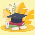 graduation elements with yellow leaves