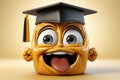 graduation emoticon emoji 3d illustration 3d rendering on White Background