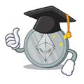Graduation Ethereum coin character cartoon