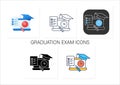 Graduation exam icons set