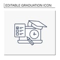 Graduation exam line icon