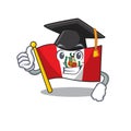 Graduation flag peru character shaped on cartoon