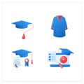 Graduation flat icons set