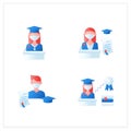 Graduation flat icons set