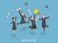 Graduation flat isometric vector concept.