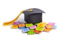 Graduation gap hat on math number colorful : Education study mathematics learning