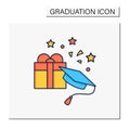 Graduation gift color icon