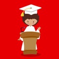 Graduation girl Curle Brown Hair 15 Royalty Free Stock Photo