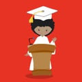 Graduation girl Mulatto Curle Dark Hair 03 Royalty Free Stock Photo