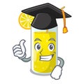 Graduation glass fresh lemon juice on mascot Royalty Free Stock Photo