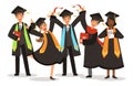 Graduation of happy international students vector illustration