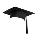 Graduation hat, Academic cap or Mortarboard in black isolated on white background with clipping path for educational hat design