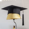 Graduation hat, Academic cap or Mortarboard in black isolated on white background with clipping path for educational hat design Royalty Free Stock Photo