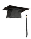 Graduation hat, Academic cap or Mortarboard in black isolated on white background with clipping path for educational hat design Royalty Free Stock Photo