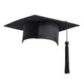 Graduation hat, academic cap or Mortarboard in black isolated on white background with clipping path for educational Royalty Free Stock Photo