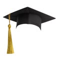 Graduation hat, Academic cap or Mortarboard in black isolated on white background with clipping path for educational phd hat Royalty Free Stock Photo