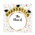 Graduation hat balloons card vector image