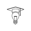 graduation hat with bulb light isolated icon Royalty Free Stock Photo