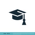 Graduation Hat / Cap Icon Vector Logo Template Illustration Design. Vector EPS 10 Royalty Free Stock Photo