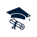 Graduation hat, diploma icon isolated on white background Royalty Free Stock Photo