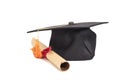 Graduation Hat and Diploma Royalty Free Stock Photo