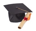 Graduation Hat and Diploma Royalty Free Stock Photo