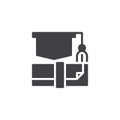 Graduation hat and diploma vector icon Royalty Free Stock Photo