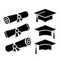 Graduation hat and diploma vector icon Royalty Free Stock Photo