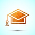 Graduation hat icon design, academic cap icon for apps and websites. Low poly style Royalty Free Stock Photo