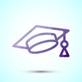Graduation hat icon design, academic cap icon for apps and websites. Low poly style Royalty Free Stock Photo