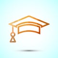 Graduation hat icon design, academic cap icon for apps and websites. Low poly style Royalty Free Stock Photo