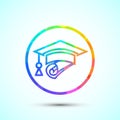 Graduation hat icon design, academic cap icon for apps and websites. Low poly style Royalty Free Stock Photo