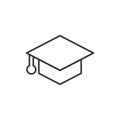 Graduation hat icon in flat style. Student cap vector illustration on white isolated background. University business concept Royalty Free Stock Photo