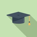 Graduation hat icon flat vector. Student life