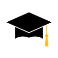 Graduation hat icon on white background, Vector illustration. Education, university and ceremony concept. Royalty Free Stock Photo