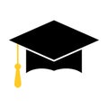 Graduation hat icon on white background, Vector illustration. Education, university and ceremony concept. Royalty Free Stock Photo