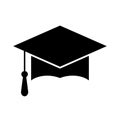 Graduation hat icon on white background, Vector illustration. Education, university and ceremony concept. Royalty Free Stock Photo