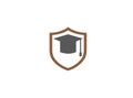 Graduation Hat inside a Shield for logo Design illustration, security icon