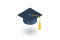 Graduation hat isometric flat icon. 3d vector Royalty Free Stock Photo