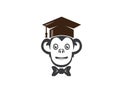 Graduation hat in monkey head success logo Royalty Free Stock Photo