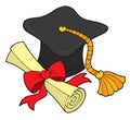 Graduation hat and scroll