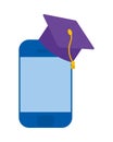 graduation hat in smartphone